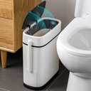 3.7 Gallons Bathroom Trash Can and Toilet Brush Set, 14 Liter Slim Trash Can with Toilet Brush Holder Set for RV, Black lid