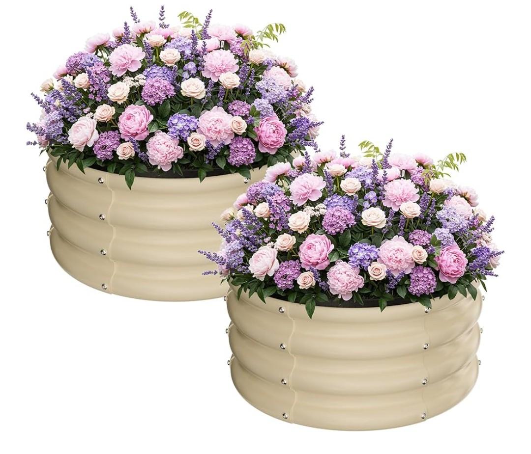 ZXZYHFTY Round Galvanized Raised Garden Bed kit,White Outdoor Garden Raised Planter Box, Round Large Metal Raised Garden Beds for Vegetable 2 * 2 * 1ft 1 Piece ZXZYHFTY Round Galvanized Raised Garden Bed kit,White Outdoor Garden Raised Planter Box, Round Large Metal Raised Garden Beds for Vegetable 2 * 2 * 1ft 1 Piece