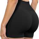 Beauty Women's 3.6" Athletic Seamless Scrunch Booty Shorts High Waist Lifting Butt Workout Gym Yoga Athletic Shorts (Large, Black)