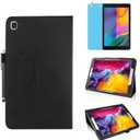 Slim Leather Case for Samsung Galaxy Tab A7 Lite 8.7'' 2021 (SM-T220 T225 T227), Multi-Angle Stand Full-Protective Tablet Cover Book Case with Stylus Pen,Screen Film (Black)