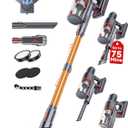 Cordless Vacuum Cleaner, Freestanding Vacuum Cleaners for Home, with Anti-Static&Anti-Tangle Brush, LED Touch Screen, Stick Vacuum for Carpets