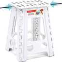 ACSTEP Folding Step Stool 17.5 Inch Heavy Duty Step Stool Foldable for Adults and Kids, Collapsible Stepping Stool with Handle, Non Slip Folding Stools for Kitchen Hold Up to 400lbs (White 1PC)