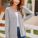 Womens Casual Lightweight Long Sleeve Cardigan Flowy Soft Open Front Knit Cardigan Sweaters (Gray, M)