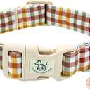 Elegant little tail Fall Dog Collar, Plaid Puppy Collars Fall Yellow Male Cute Puppy Adjustable Cotton Pet Collar with Quick Release Buckle for Small Medium Large Dogs (Medium (Pack of 1))