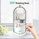 QIYVLOS Toothbrush Holders with Sliding Lid, Rotating 3 Slots Bathroom Organizer Countertop, Tooth Brush Toothpaste Holder Bathroom Counter Stand Sink Organizer Caddy for Vanity Makeup Brushes Holder