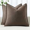 MIULEE Decorative Linen Pillow Covers 20x20 Inch Coffee Boho Farmhouse Neutral Winter Couch Throw Pillows for Bed Pack of 2 Accent Modern Pillowcase Sofa Living room Home Decor