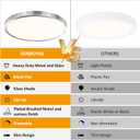 14 Inch Flush Mount LED Ceiling Light Fixture, Slim Dimmable Flush Mount Light for Kitchen, Metal and Glass Modern Ceiling Light for Low Ceiling, Bedroom, Laundry, Brushed Nickel, 26W, 3000K, 2 Pack
