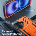 FNTCASE for iPhone 16 Phone Case: Military Grade [Built-in Screen Protector] [Kickstand] Matte Textured Drop Proof Protection Cover | Rugged Shockproof TPU Protective Sturdy Cases - Orange