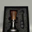 Calibrated Espresso Tamper 58mm Walnut, Auto-Leveling and 30lb Spring Loaded Design Stainless Steel Ripple Base Coffee Tamper with 20lb / 25lb / 30lbs Replacement Springs (58.3mm)