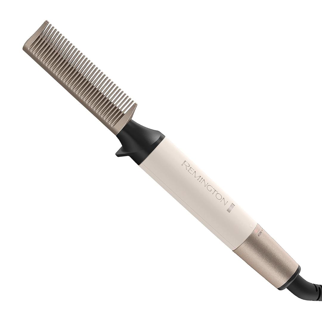 REMINGTON Shea Soft Hot Comb Hair Straightener for Coily, Kinky, and Curly Hair, 60 Second Heat-up to 450F High Heat, Ivory