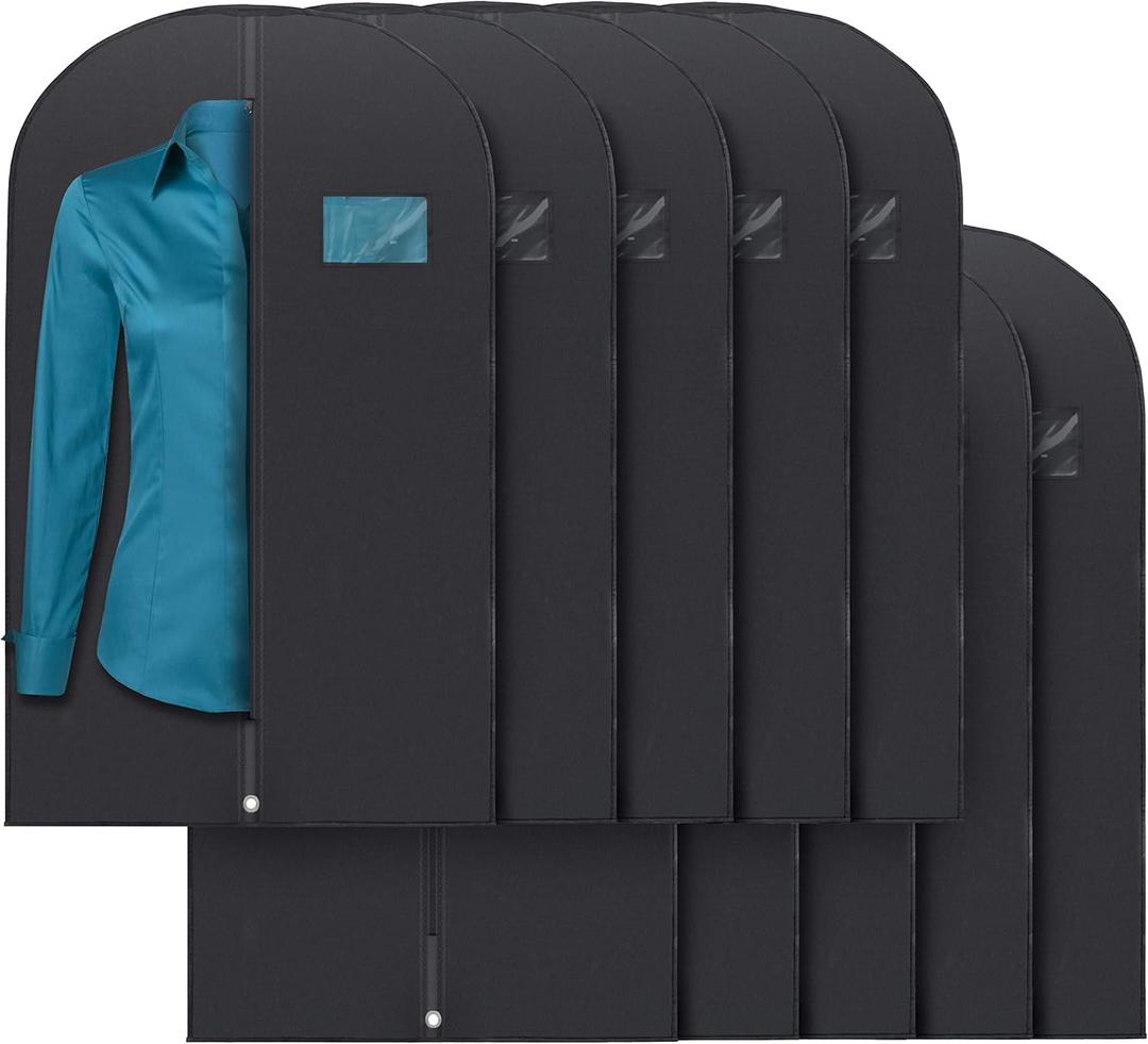 Plixio 40" Black Garment Bags Suit Bag for Travel & Clothing Storage of Dresses, Shirts, Fur Coats, Dance Costumes - Hanging Suit Cover for Men Women Closet Storage Garment Protector (10 Pack)