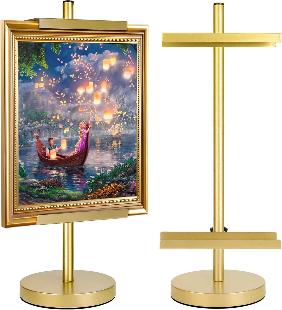 Photo Frame Tabletop Easel Stand-Heavy Duty Tabletop Display Easel, French Style Gold Easel Stand,Picture Frame Stand for Wedding/Art/Photos,Picture Easels (Gold, 28inch)