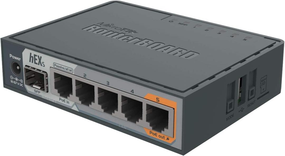 MikroTik hEX S Gigabit Ethernet Router with SFP Port (RB760iGS) MikroTik hEX S Gigabit Ethernet Router with SFP Port (RB760iGS)