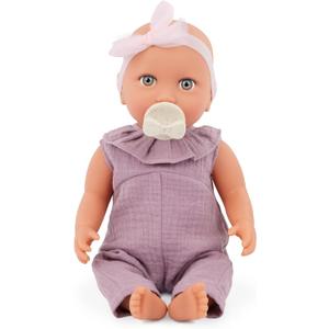 LullaBaby  14-Inch Realistic Baby Doll  Blue Eyes, Fair Skintone & Soft Huggable Body  Lilac Jumper Outfit with Bow Headband  Removable Clothes  Pretend Play Toy for Kids Ages 2+