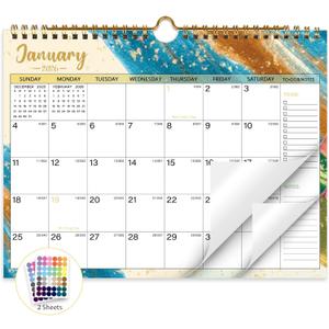 4 x 2026 Calendar, 2026 Wall Calendar, 18 Month Wall Calendar 2026-2027, January 2026 to June 2027 Calendar with Twin-Wire Binding, Hanging Hook and Julian Dates, 11" X 8.5" (Drift Sand)