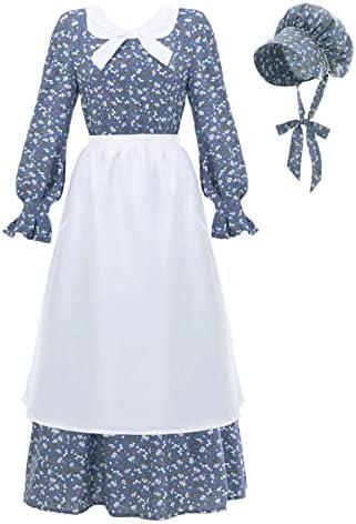 CR ROLECOS Colonial Prairie Dress Women Floral Amish Dresses Pilgrim Costume, M