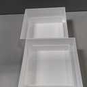 4PCS Buffet Risers, White Acrylic Food Display Boxes for Buffet Table, Party or Dessert, Cube Riser Stand for Catering, Jewelry, Collectibles, Stackable Nesting Sizes 8", 6" (Small)