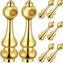 10Pcs Furniture Railing Post End Caps Glass Railing Post Connectors Solid Brass Gallery spindles for Cabinets Bars Cart (Gold)