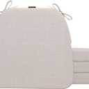 AAAAAcessories D-Shaped Chair Cushions, 2" Thick Dining Chair Pads with Ties and Removable, Machine-Washable Cover, 17" x 16", Set of 4, Ivory