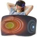 Heated Sleep Mask with Bluetooth Headphones, Cordless Rechargeable Heating Eye Mask with Adjustable Heart Timer Music, Washable Sleeping Mask with Bluetooth Headphones for Dry Eyes (Blue)