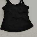 SUUKSESS Women Padded Cotton Ribbed Long Tank Tops 2025 Summer Going Out Basic Scoop Neck Cami Tops (Large, Black)