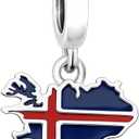 S925 Sterling Silver Flag Charms, National Flag Maps Countries Charm Fit Women Bracelets Necklaces Jewelry Gift for Travel Memento