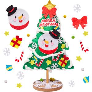 BACH AND BOUJEE 3D Tabletop Felt Christmas Tree Sewing Kit Cute Snowman DIY Felt Kit Christmas Room Decorations Project Christmas Gift Idea Xmas Tree Fun Home Activities Supplies