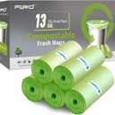 Compostable Trash Bags - FORID 13 Gallon Tall Kitchen Garbage Bags 80 Count Unscented Trash Can Liners 55 Liter Medium Wastebasket Bags for Bathroom Home Bedroom Office Garbage Can (5Rolls/Green)