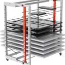 Drying Painting Rack for Cabinet Doors – 13-Tier Metal Panel Stand with Locking Wheels and Adjustable Depth, Medium
