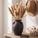 Rustic Ceramic Distressed Vase, 9.5"H Handmade Terracotta Vases with 3 Ear Handles, Decorative Flower Vase for Centerpieces, Vintage Wabi Sabi Farmhouse Decor for Entryway, Fireplace & Shelf