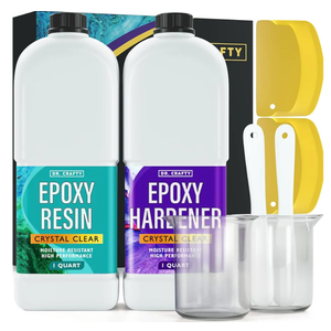 DR CRAFTY Clear Epoxy Resin - Table Top Epoxy Resin Kit - Clear Epoxy Resin for Resin Molds, Table Top, Art Resin, Craft, Jewelry Casting, DIY, Tumblers & Wood - 2 Part Resin Kit (2 Quarts)