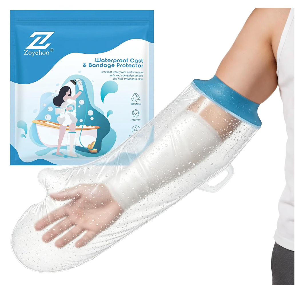Zoyehoo Waterproof Cast Covers for Shower Arm, Watertight Arm Cast Covers for Shower Adult, Soft Comfortable Cast Protector Cast Bag for Elbow Wrist Hand Finger After Surgery, Reusable