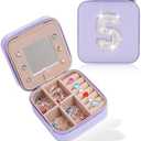 Uygafly Travel Jewelry Case - Personalized Jewelry Box for Women,Small Cute Jewelry Organizers and Storage Aesthetic,Travel Essentials Birthday Gifts for Girls Women - Lavender Box | White S Set Of 2
