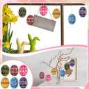 36 Pcs Easter Egg Ornaments Tree Decorations, Easter Ukrainian Eggs Wooden Ornaments Set with Hemp Rope Folk Art Round Wood Discs for Crafts Hanging Decorations Holiday Gift Event