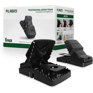 Set of 6 Professional Grade Extra Large Rat Snap Traps, Mouse Trap, Reusable Trap, Heavy Duty for Indoor and Outdoor Pest Control Rodent Solutions