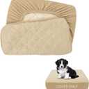 CHHKON Dog Bed Covers Replacement Washable Waterproof Pet Puppy Bed Cover for Dog (Beige,20x15x6 inch)
