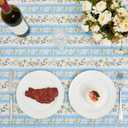 Frienda 55''x79'' Block Print Tablecloth Velvet Rectangle Indian Tablecloth Washable Floral Table Cloth Pastoral Farmhouse Table Cover for Kitchen Dining Picnic Thanksgiving Christmas(Blue Flower)