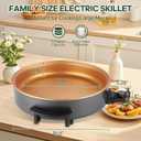 16" Extra Large Electric Skillet with lid, Ceramic Nonstick Coating Electric Frying Pan, 1500W Quick & Even Heating, 5 Adjustable Temperature Control, Tempered Glass Lid & Cool-Touch Handles