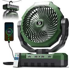 FRIZCOL 3-in-1 Camping Fan - Portable Fans Rechargeable - 24000mAh Battery Powered Fan with Light & Remote for Indoor, Outdoor, Tent, Travel, Fishing, Jobsite, Gifts for Men Dad Him - Green