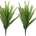 Pack of 2 Artificial Fern Plants Fake Boston Fern Faux Plants Outdoor Shrubs Greenery 22.8 Inch Soft Plastic Plant for Home Garden Office Balcony Party Porch Potted Hanging Decor