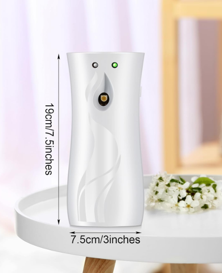Threlaco 1 Pcs Automatic Air Spray Freshener Dispenser 6.2 oz ABS Plastic Fragrance Standing or Wall Mounted Battery Powered Spray Dispenser for Home Shopping Malls Hotels Offices Bedrooms(White)