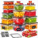 42 PCS Food Storage Containers with Lids (21 Containers & 21 Lids) - Reusable Plastic Food Containers for Kitchen Storage and Organization BPA-Free Leakproof Meal Prep Container with Labels & Pen
