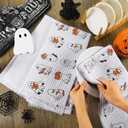 Oudain 3 Pcs Halloween Reading Ghost Decorative Kitchen Towel 21" x 28" Decorative Hand Towel for Bathroom, Cute Ghost Waffle Weave Dishcloths for Halloween Holiday Supplies Book Reader Gift