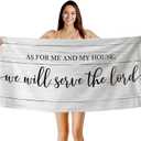 Christian Jesus Beach Towel, Scripture Bible Verse As for Me and My House We Will Serve The Lord Bath Towels for Bathroom Swimming Pool, Rustic Microfiber Beach Towels Oversized Decor 30x60in