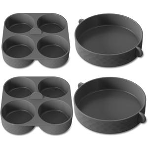 Silicone Egg Bite Molds for Instant Pot and Sous Vide Egg Bite Maker, 2 Pcs of 4 Inch Large Molds, 2 Pcs of 4-in-1 Mini Molds, Ideal for Breakfast Sandiwches, Healthy Snacks or Desserts