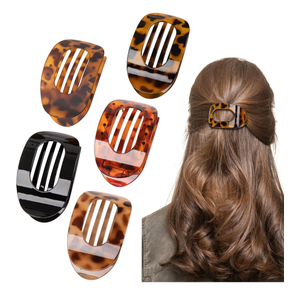 5 PCS Flat Hair Clips - Round Hair Claw Clips for Women & Girls, Durable French Hold Barrettes for All Hair Types, Comfortable Curved Clips Perfect for Lying Down, Driving, and Everyday