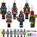 AmazingSpark 30 Pcs Christmas Nutcracker Suncatchers Paper Craft Set Xmas Nutcracker DIY Stained Glass Effect Tissue Paper Kits Gift Bulk for Xmas Christmas Activities Art Party Decor