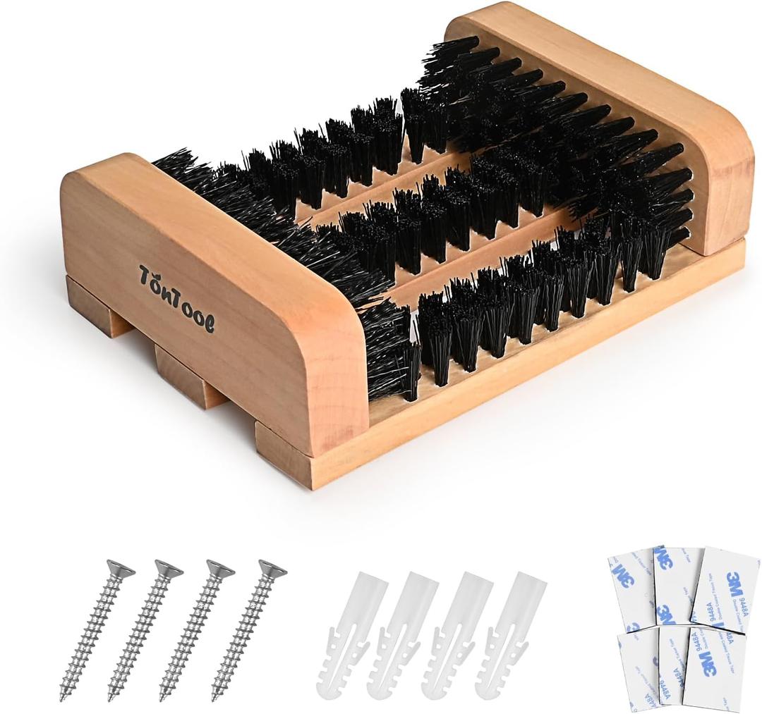 Wooden Boot Brush Scraper Outdoor - Boot Scrubber - Boot scrapers with Brushes Outdoor Mud & Dirt -8.27 * 5.91 * 2.52