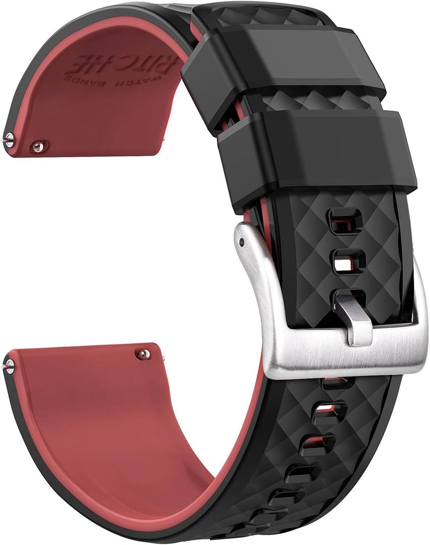 Ritche Christmas Gift Silicone Watch Bands 18mm 20mm 22mm 24mm Quick Release Rubber Watch Bands for Men, White Elephant Gifts, Stocking Stuffers For Men