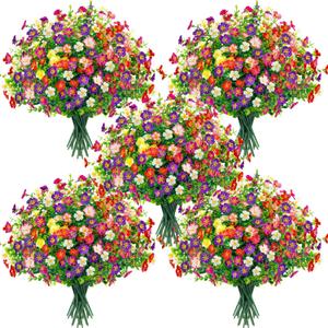 Der Rose 24 Bundles Fake Flowers Artificial Dasiy Faux Flowers Bulk for Outdoor Spring Garden Porch Farmhouse Decor